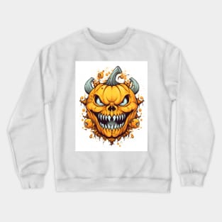 angry pumpkin during halloween Crewneck Sweatshirt